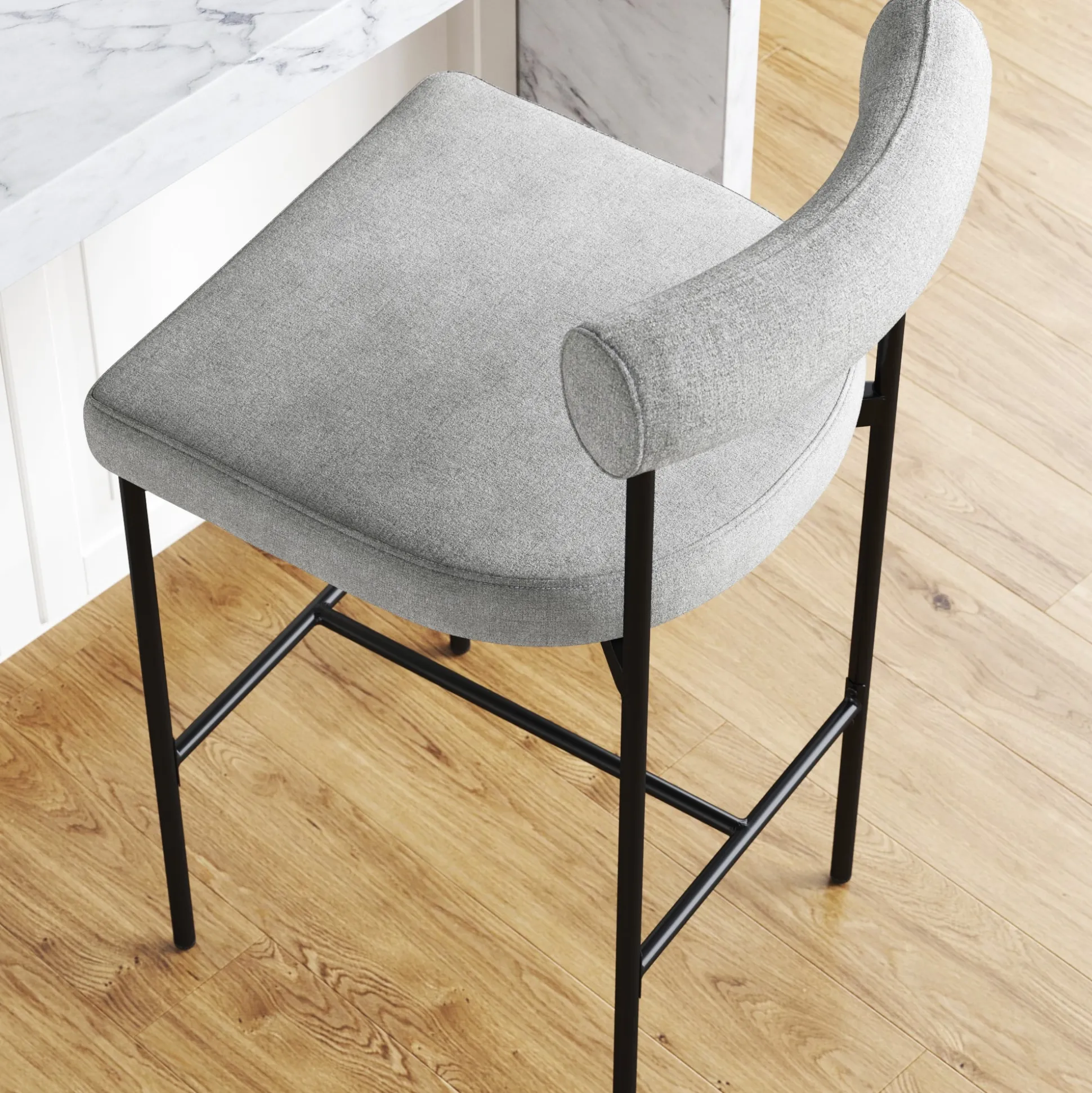 Metal Upholstered Counter Height Bar Stool Gray