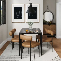 Metal Upholstered Modern Dining Chair Light Brown