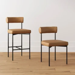 Metal Upholstered Modern Dining Chair Light Brown