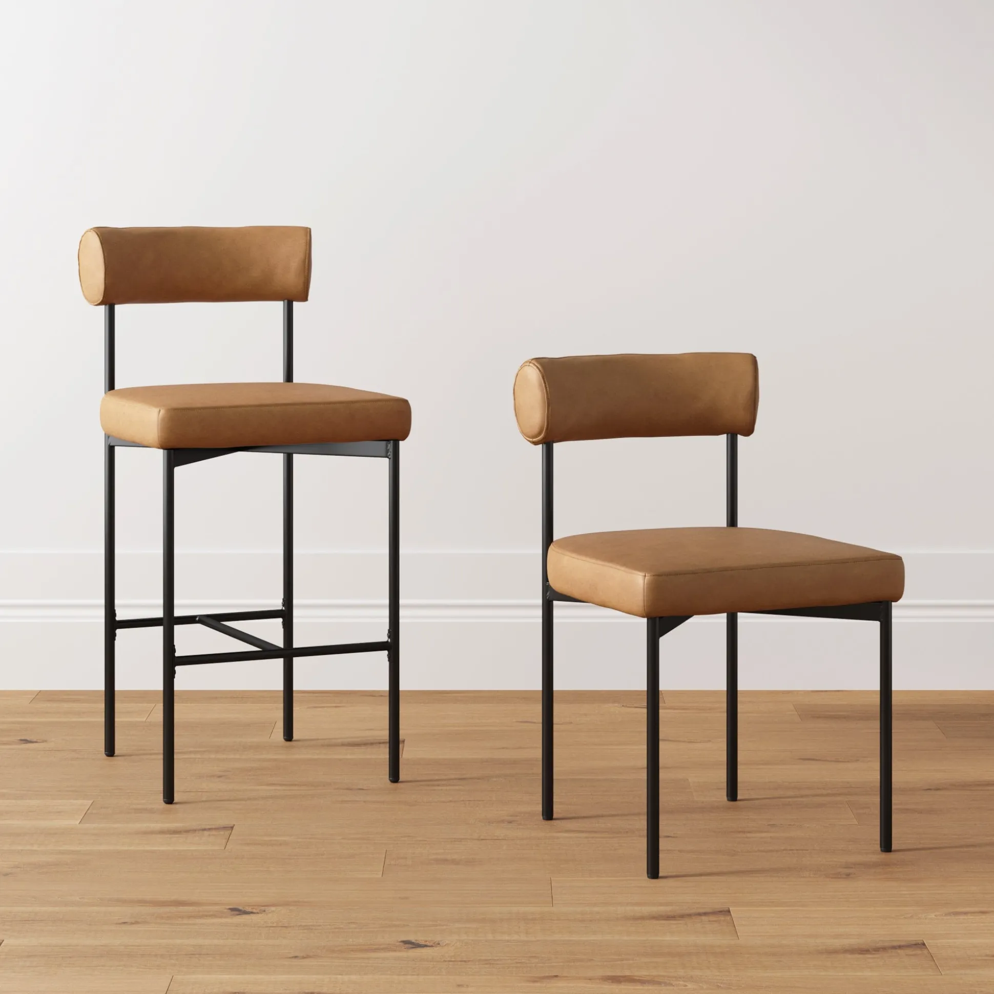 Metal Upholstered Modern Dining Chair Light Brown