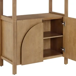 Mid-Century Arched Bookshelves with Doors Light Brown (Set of 2)