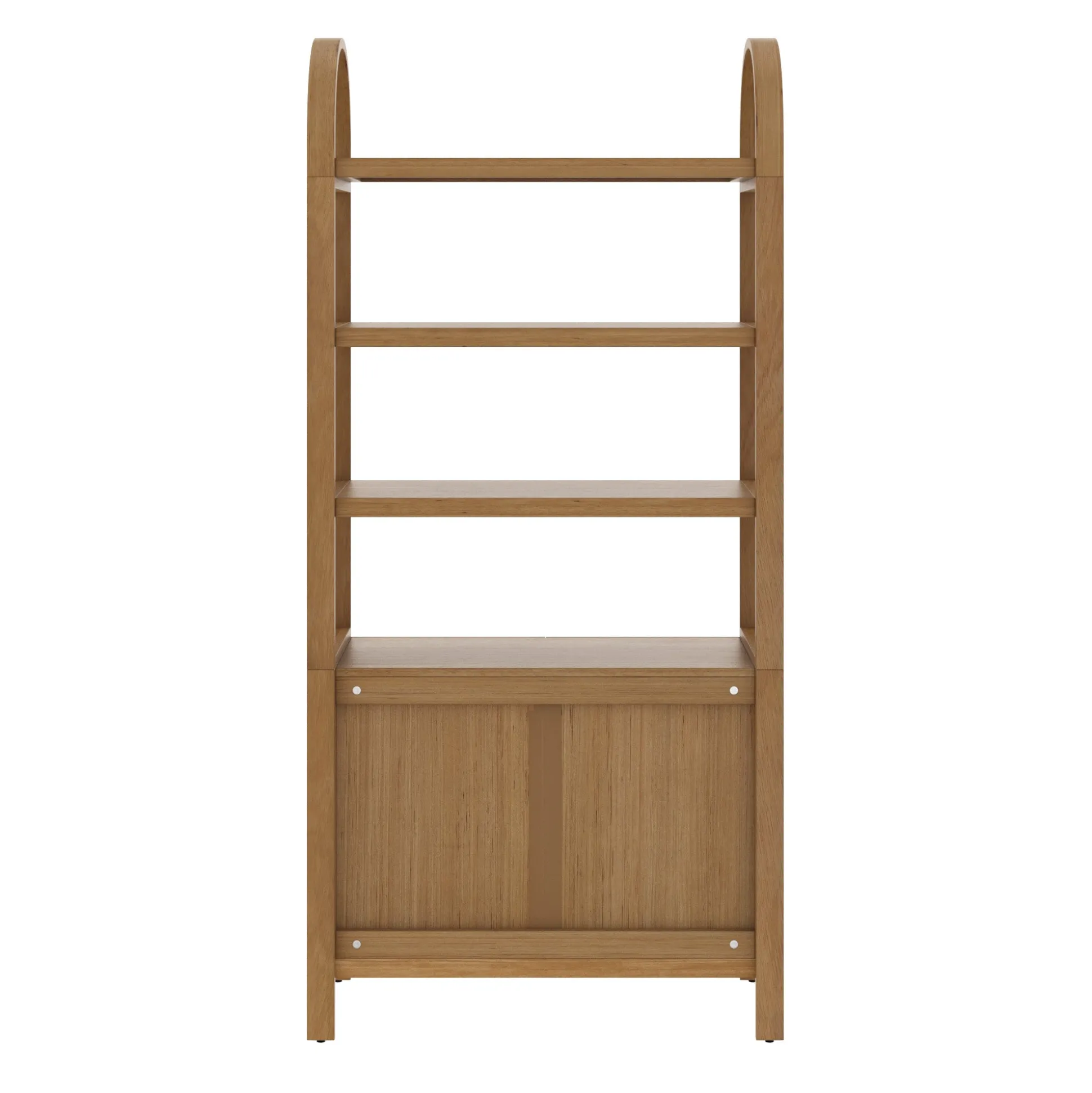 Mid-Century Arched Door Bookshelf with Doors Light Brown