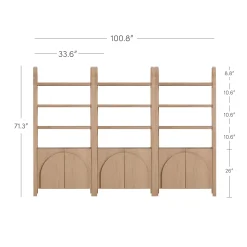 Mid-Century Arched Door Bookshelf with Doors Raw Oak (Set of 3)