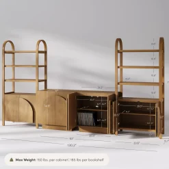 Mid-Century Arched Entertainment Center Light Brown