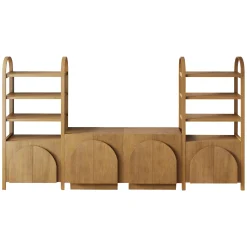 Mid-Century Arched Entertainment Center Light Brown