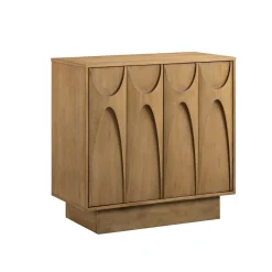 Mid Century Credenza with Antique Carved Doors Light Brown