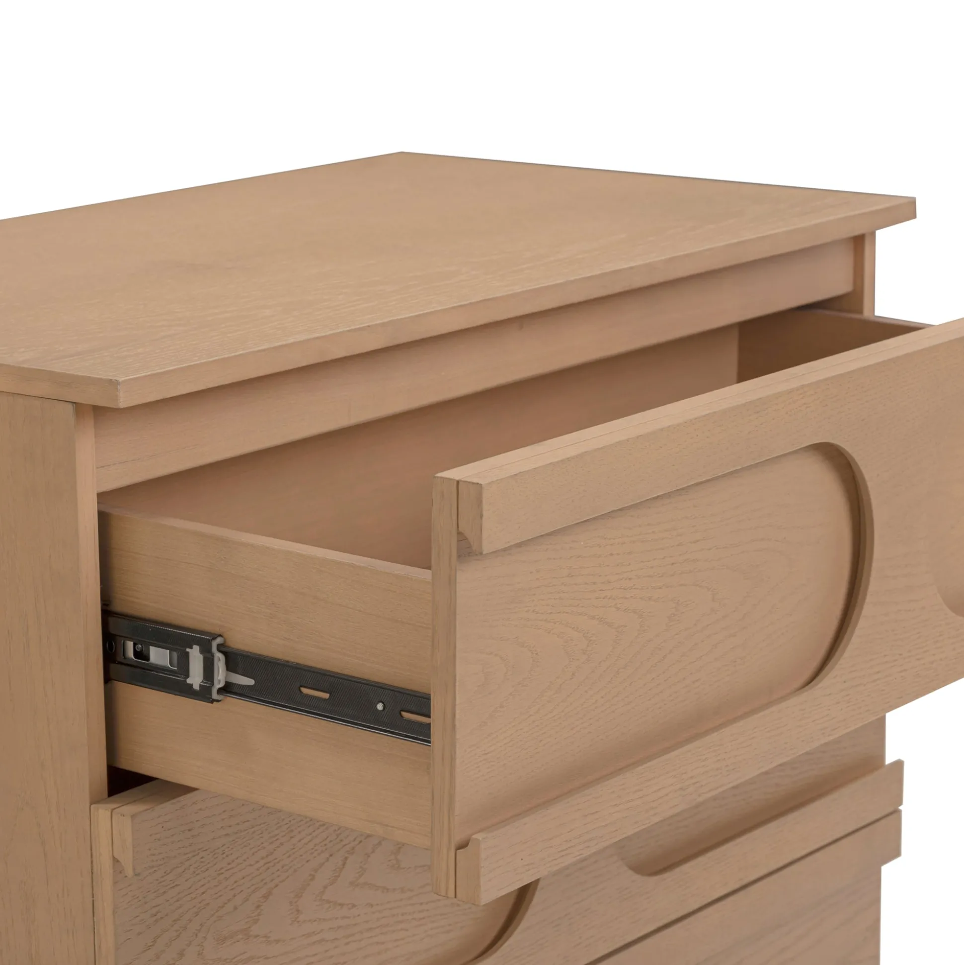 Mid-Century 3-Drawer Arched Dresser Raw Oak