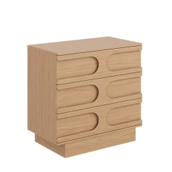 Mid-Century 3-Drawer Arched Dresser Raw Oak