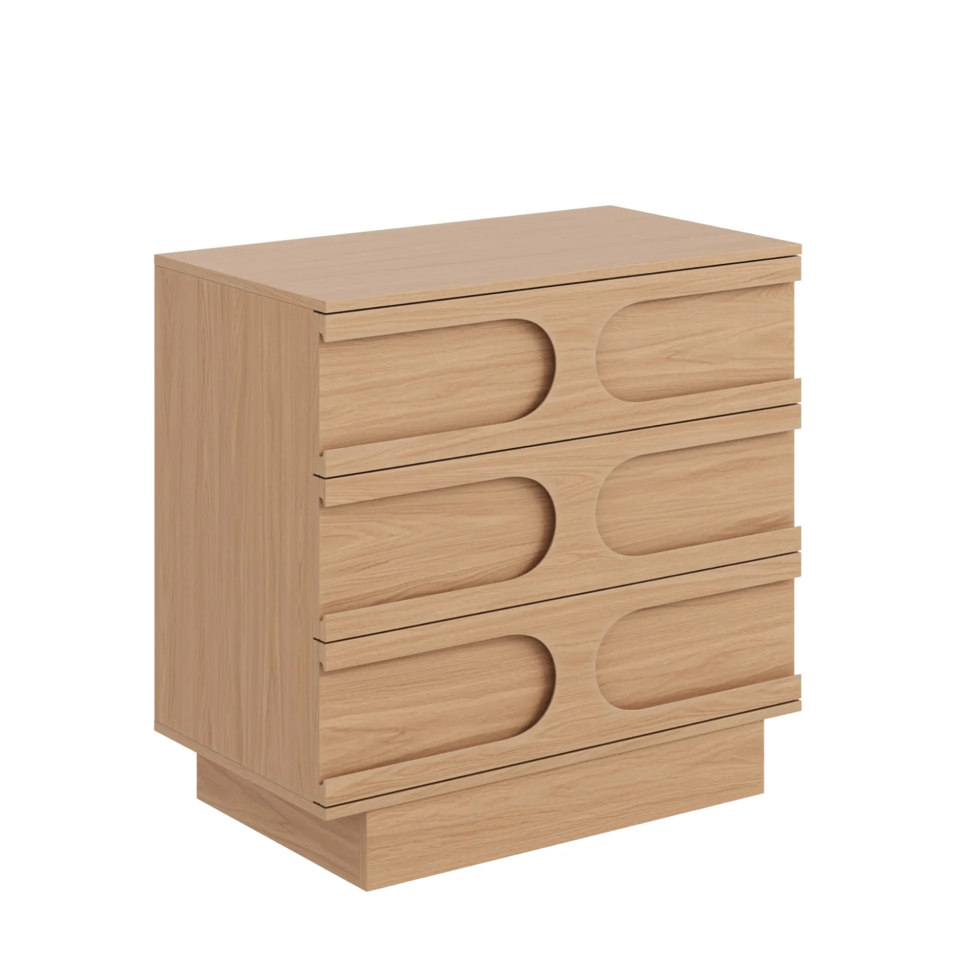 Mid-Century 3-Drawer Arched Dresser Raw Oak
