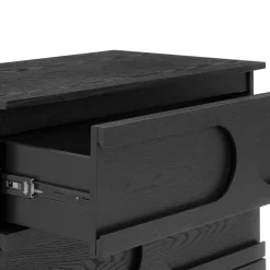 Mid-Century 3-Drawer Arched Dresser Black Oak