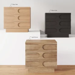 Mid-Century 3-Drawer Dresser Light Brown