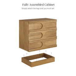 Mid-Century 9-Drawer Extra Large Dresser Light Brown (Set of 3)