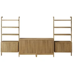 Mid-Century Entertainment Center Light Brown (2 Cabinets)