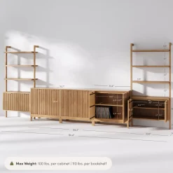 Mid-Century Entertainment Center Warm Pine (3 Cabinets)