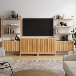 Mid-Century Entertainment Center Warm Pine (2 Cabinets)