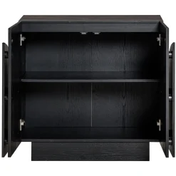 Mid-Century Entertainment Center Black (3 Cabinets)