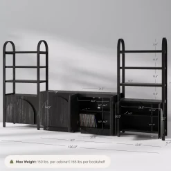 Mid-Century Entertainment Center Black (2 Cabinets)