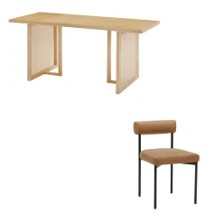 Mid-Century Faux Leather Dining Set (4 Chairs)