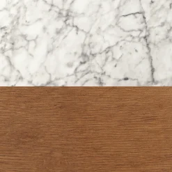 Mid-Century Faux Marble Nightstand with Drawer