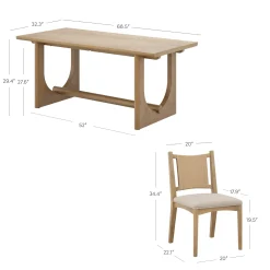 Mid-Century Flax Dining Table Set (4 Chairs)