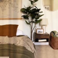 Mid-Century Floating Drawer Nightstand Walnut