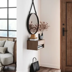 Mid-Century Floating Nightstands Walnut (Set of 2)