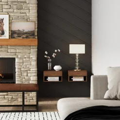 Mid-Century Floating Nightstands Walnut (Set of 2)