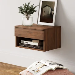 Mid-Century Floating Nightstands Walnut (Set of 2)