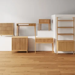 Mid-Century Fluted 2-Drawer Console Table