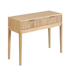 Mid-Century Fluted 2-Drawer Console Table