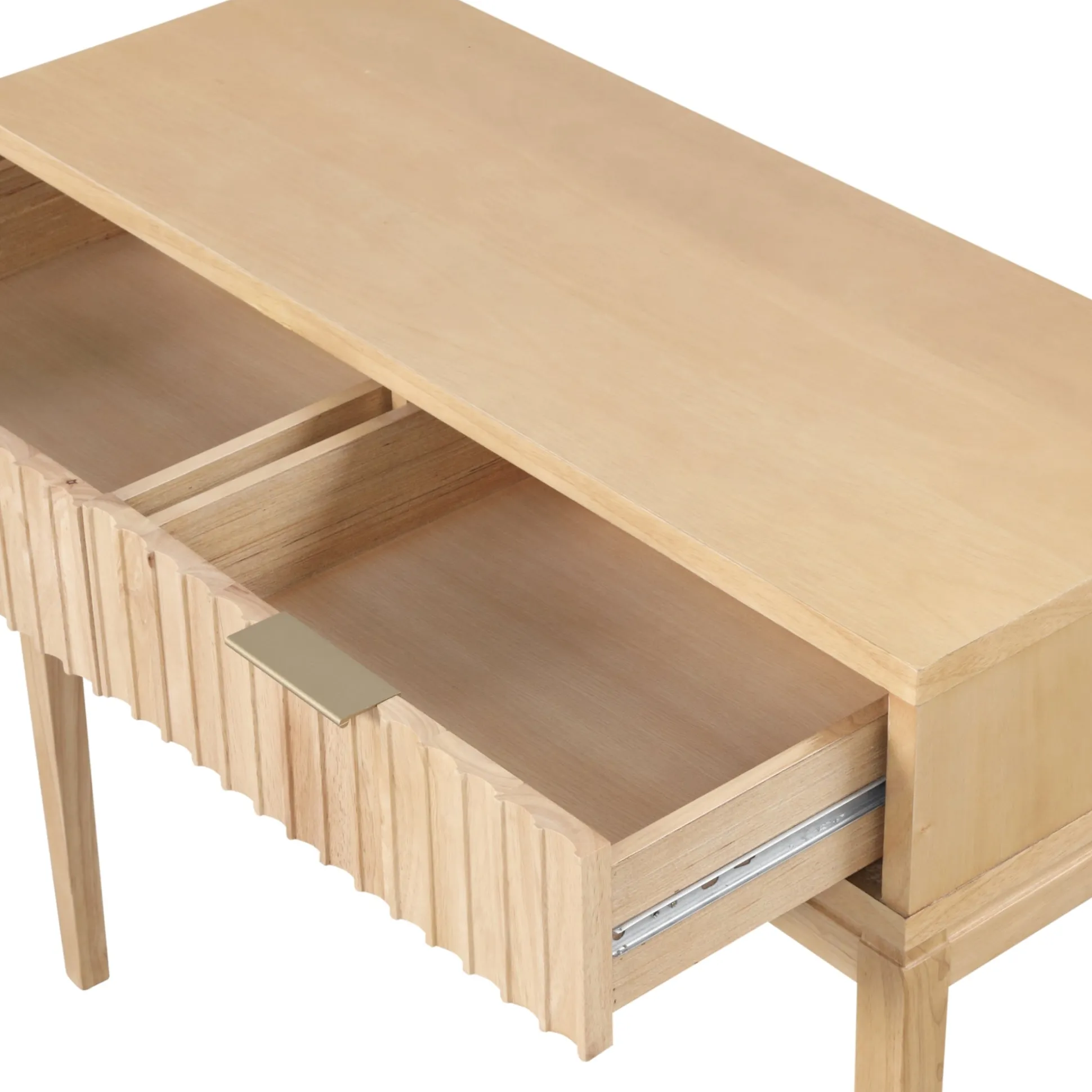 Mid-Century Fluted 2-Drawer Console Table