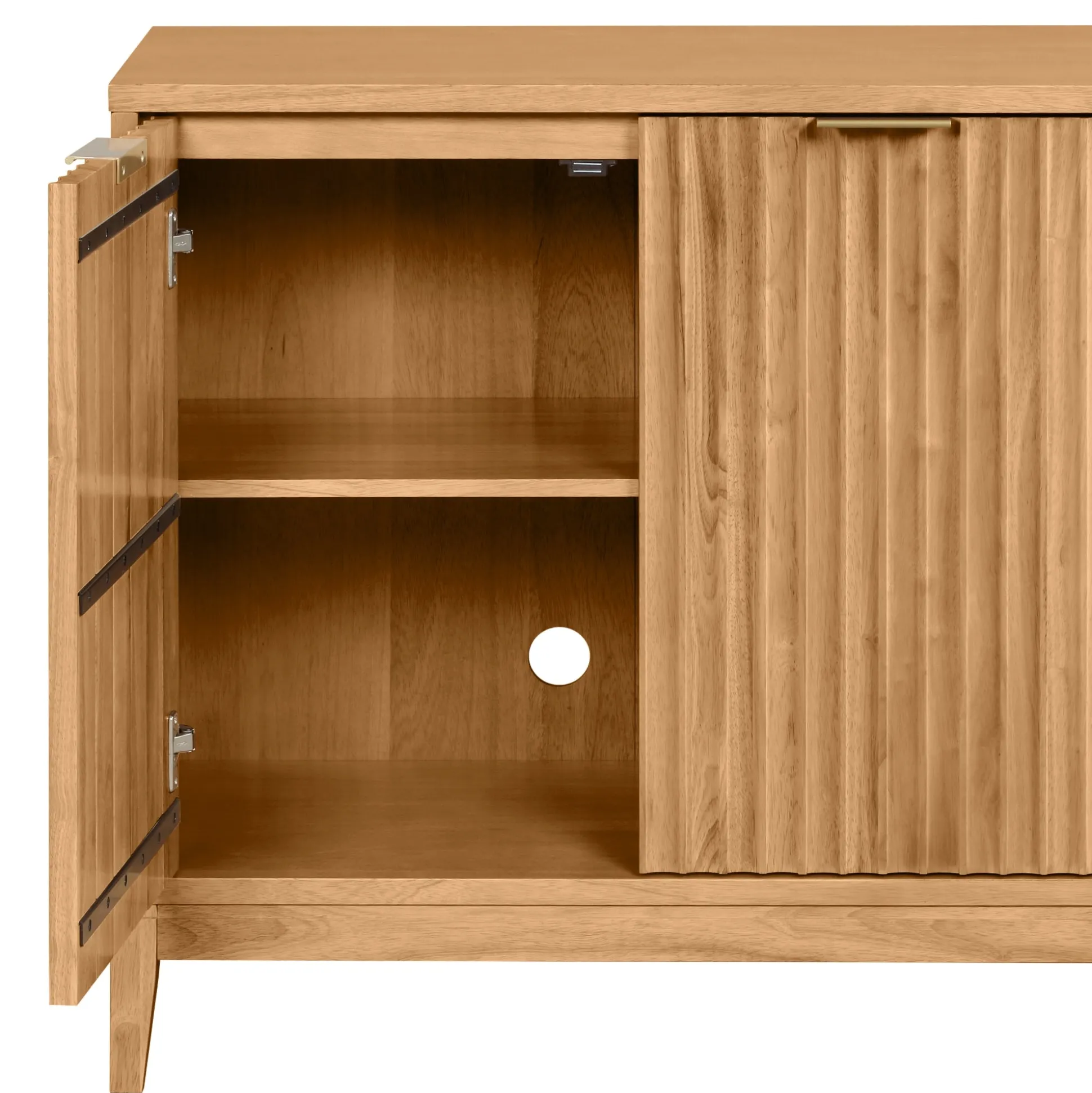 Mid-Century Fluted for TVs up to 100" Console Warm Pine