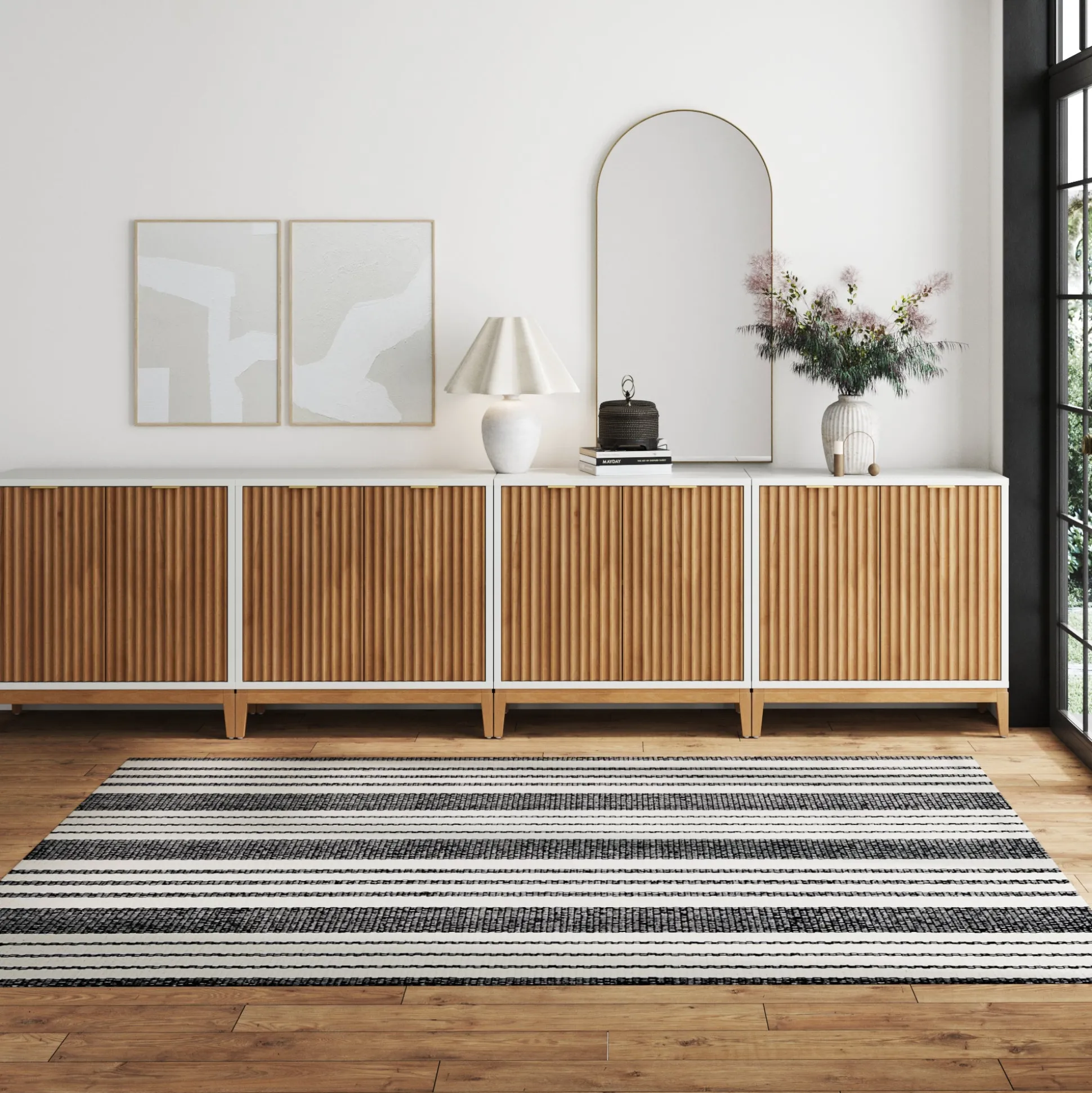 Mid-Century Fluted for TVs up to 100" Console White