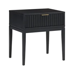 Mid-Century Fluted Nightstands Black Oak (Set of 2)