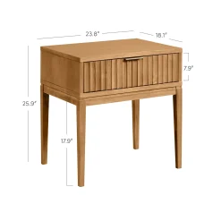 Mid-Century Fluted Nightstands Warm Pine (Set of 2)