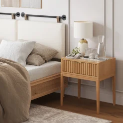 Mid-Century Fluted Nightstand Warm Pine