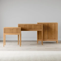 Mid-Century Fluted Nightstand Warm Pine