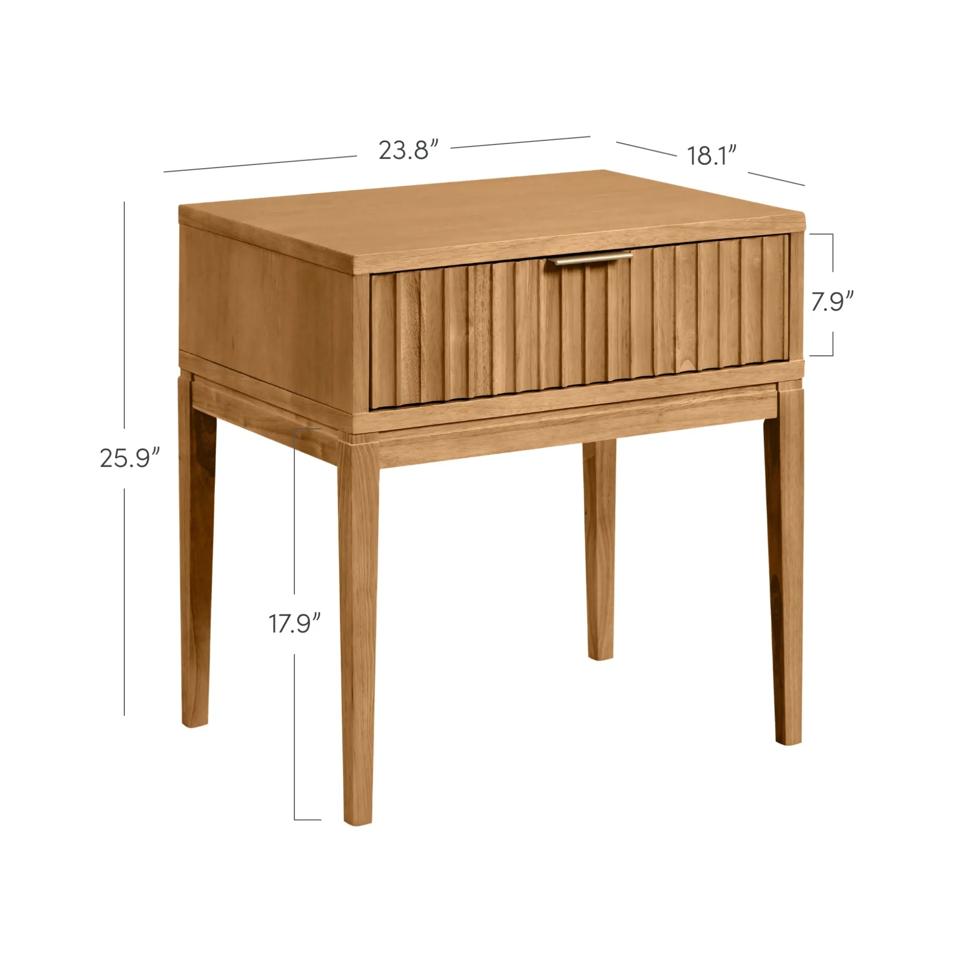 Mid-Century Fluted Nightstand Warm Pine