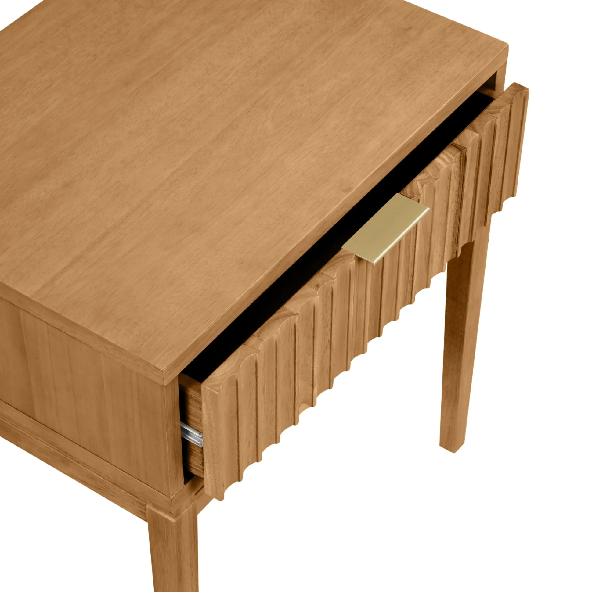 Mid-Century Fluted Nightstand Warm Pine