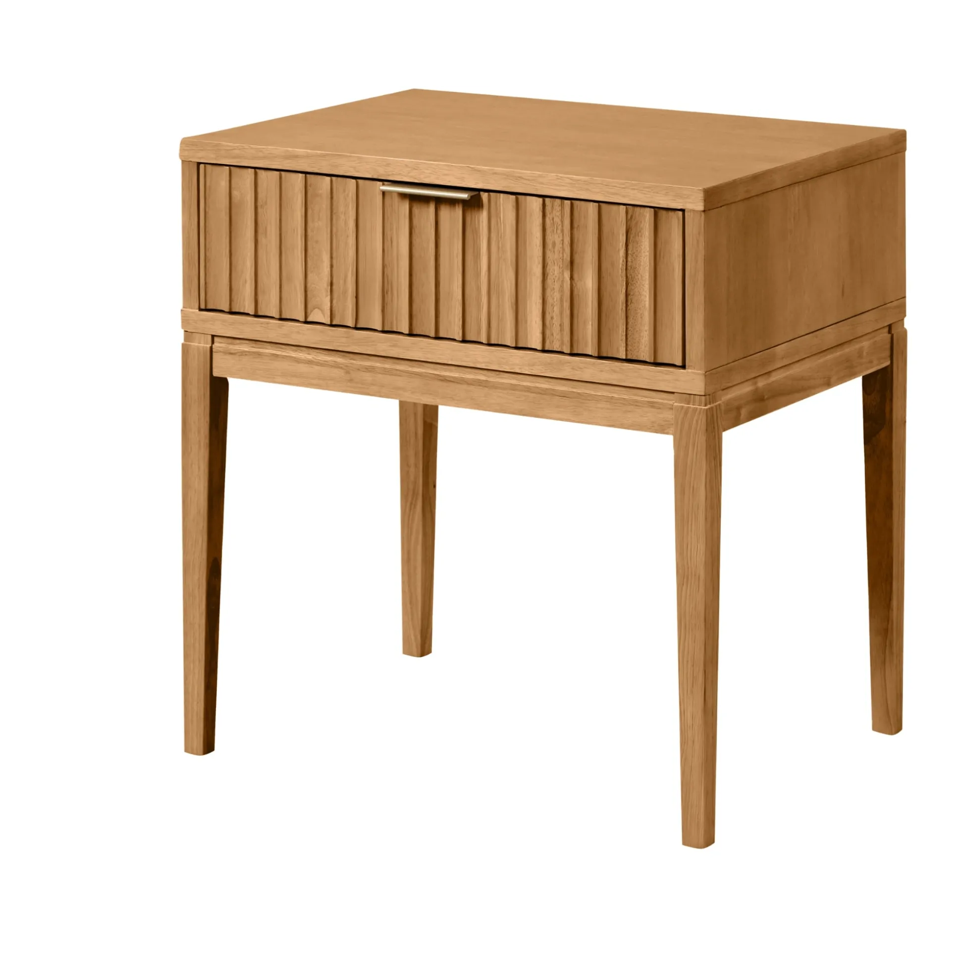 Mid-Century Fluted Nightstand Warm Pine