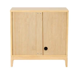 Mid-Century Fluted Storage Cabinet Credenza Warm Pine (Set of 3)