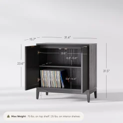 Mid-Century Fluted Storage Cabinet Black Oak