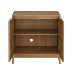 Mid-Century Fluted Storage Cabinet Light Brown