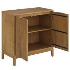 Mid-Century Fluted Storage Cabinet Light Brown