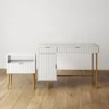 Mid-Century Fluted Storage Vanity Desk