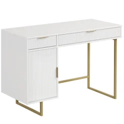 Mid-Century Fluted Storage Vanity Desk