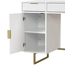 Mid-Century Fluted Storage Vanity Desk