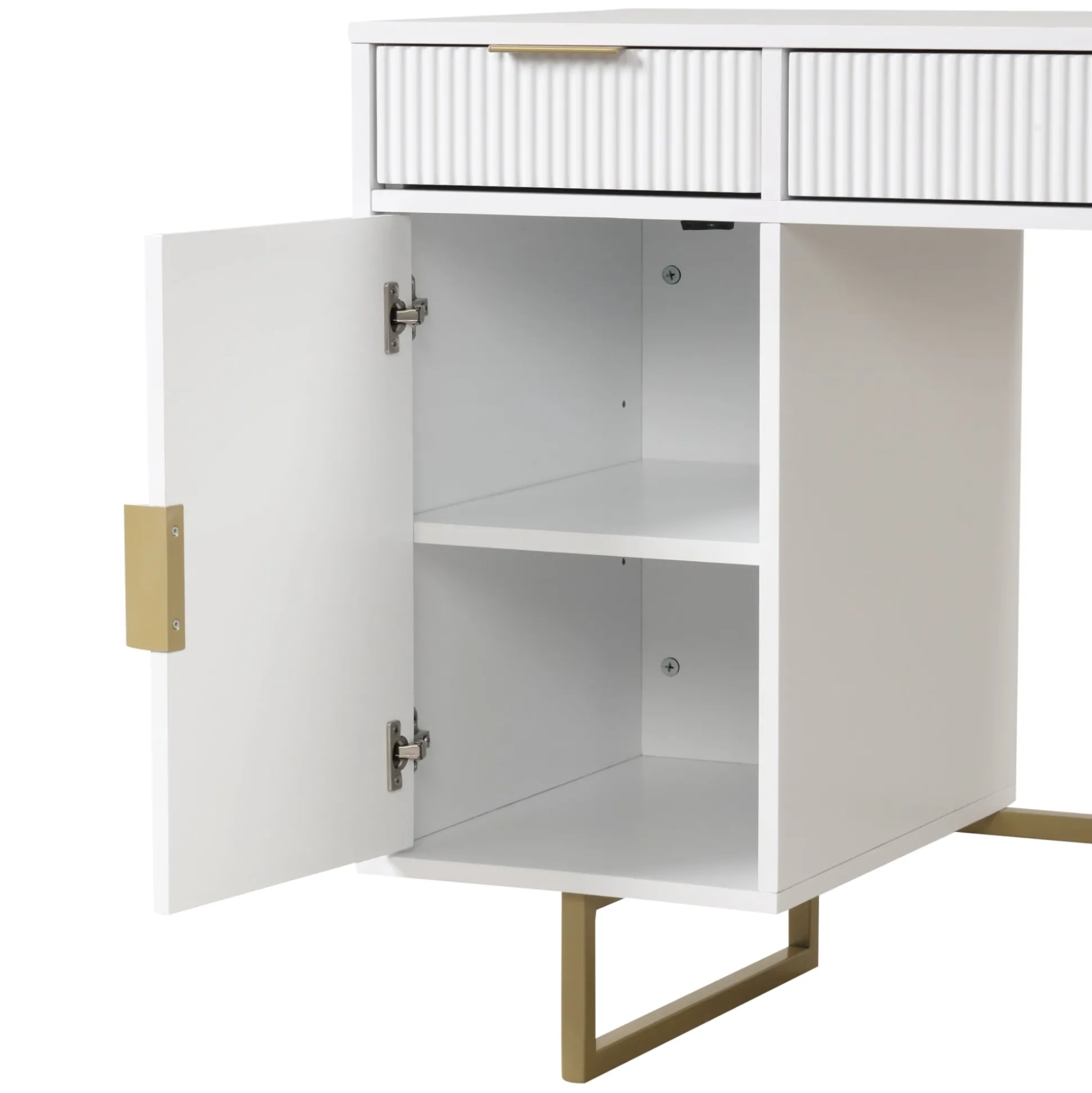 Mid-Century Fluted Storage Vanity Desk