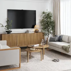 Mid-Century Fluted TV Console for TVs up to 75