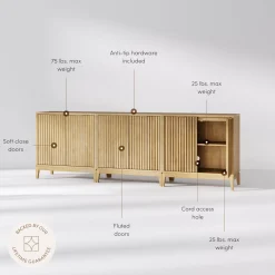 Mid-Century Fluted TV Console for TVs up to 75